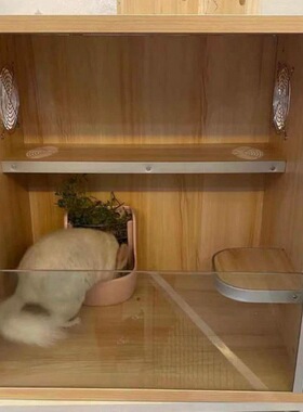 实木龙猫柜笼子多层别墅蜜袋鼯兔子仓鼠松鼠木制生态板柜笼饲养箱
