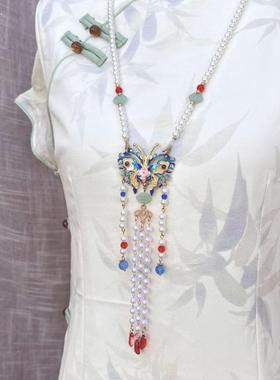 新中式马面裙项链上衣配饰女童长璎珞背云流苏古风汉服吊坠国风女