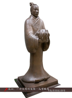 玻璃钢仿铜人像雕塑校园名人荀子雕像铜雕古代人物铸铜人像定制做