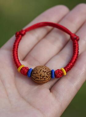 宝宝婴儿童桃核胡篮吓惊防身护成人红绳本命年桃木手链脚链手串