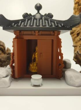 黑神话土地庙假山水陆缸鱼缸微景观摆件书房庭院盆景中式古建筑