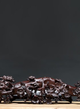黑檀木雕刻喜上眉梢红木如意摆件客厅玄关实木装饰乔迁开业礼品