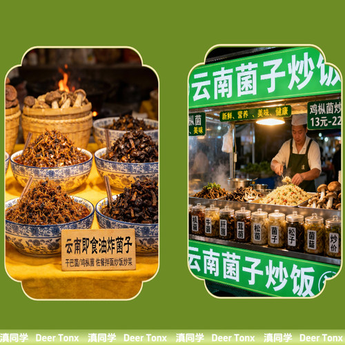 云南菌子炒饭商用鸡枞牛肝松茸菌即食下饭菜油炸菌子菌子酱批发 - 图1