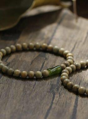 回忆中的绿 绿檀琉璃木竹节单圈款手串男女木质文玩檀香手链
