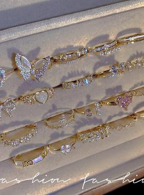 戒指女粗胖手大号小众设计适合手粗的轻奢高级感学生党开口指环饰