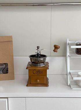 中古风桌面摆件手磨咖啡机模型覆古高级感小众装饰品氛围吧台布置