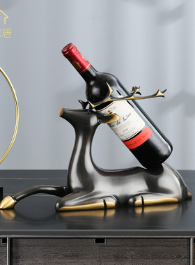 轻奢招财铜鹿红酒架客厅酒柜摆件装饰品办公室桌面电视柜高端家居