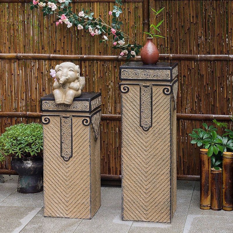 新中式禅意仿古祥云展示柱落地摆件栓马柱家居客厅玄关装饰品底座,淘宝优惠券,粉丝福利购,淘宝优惠卷