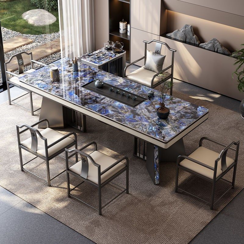 奢石岩板茶台桌现代茶桌椅组合简约轻奢高级感办公室大板桌泡茶台,淘宝优惠券,粉丝福利购,淘宝优惠卷