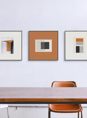 现代简约抽象线条客厅装饰画北欧艺术餐厅卧室橙色壁画晶瓷挂画