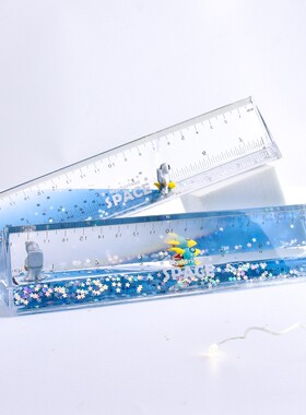 创意宇航员太空人液体流沙亚克力笔筒尺子摆件文具学生办公用品