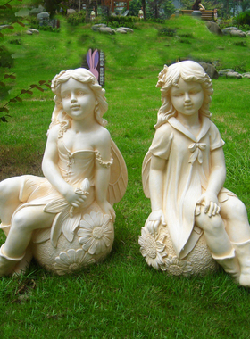 户外欧式天使人物雕塑摆件玻璃钢雕像仿石膏园林别墅庭院公园装饰