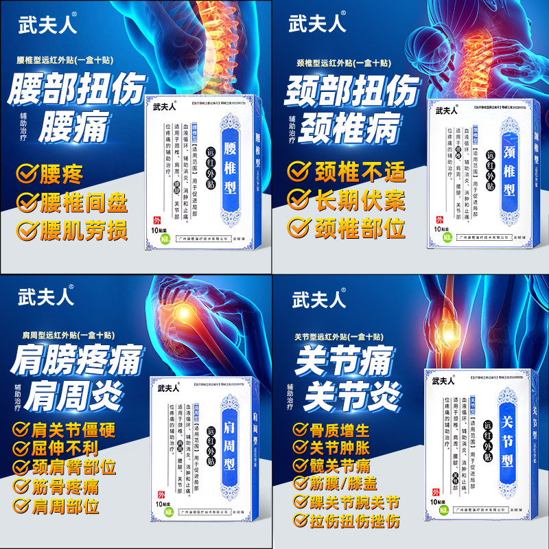 武夫人肩周炎颈椎病腰间盘突出骨质增生风湿关节炎跌打损伤药膏贴