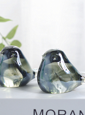 创意小饰品摆件可爱家居桌面装饰书架镇纸玻璃小鸟女生日礼物礼品