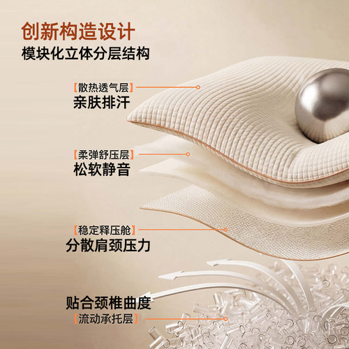 KINGCO/京彩家居PE分区枕头柔软支撑睡眠成人护颈枕深睡枕可水洗 - 图1