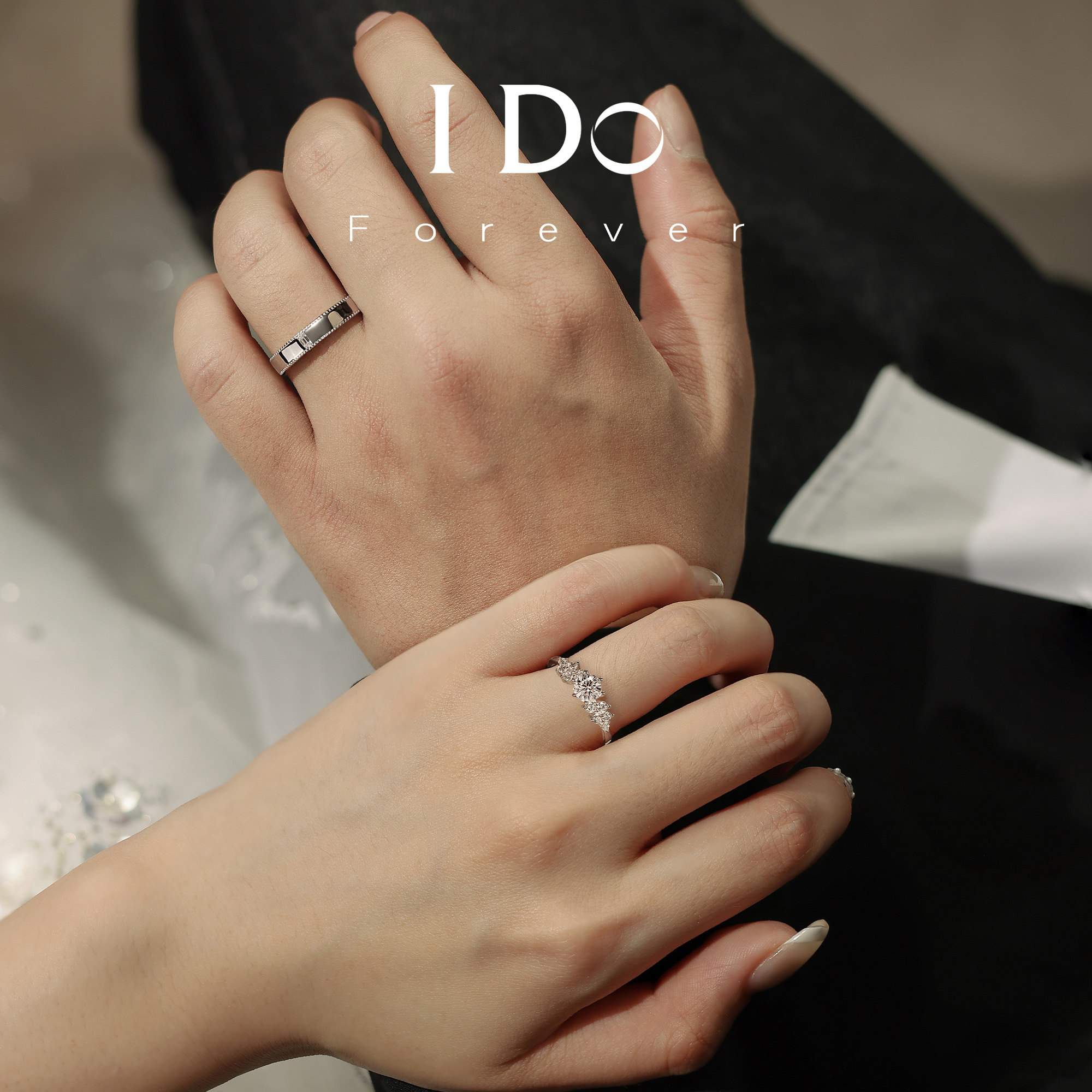 IDO Forever cultured diamond couple ring