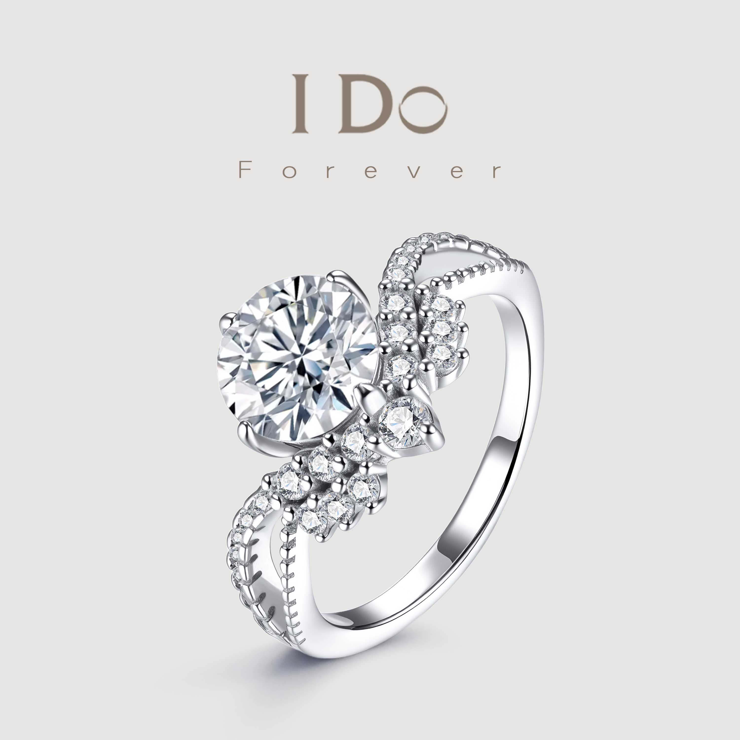 IDO Forever cultured diamond cluster setting wedding ring