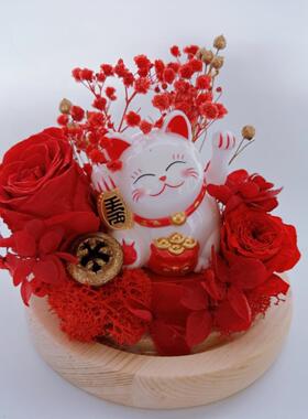 引进富贵宝猫仙花DIY手工水晶球玻璃罩夜灯生日礼物家庭活动团队
