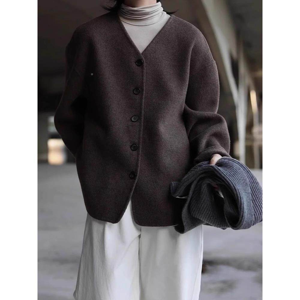 系复开古疏离感v领毛呢外套女秋子冬冷22528日淡系高级感衫夹克呢,淘宝优惠券,粉丝福利购,淘宝优惠卷