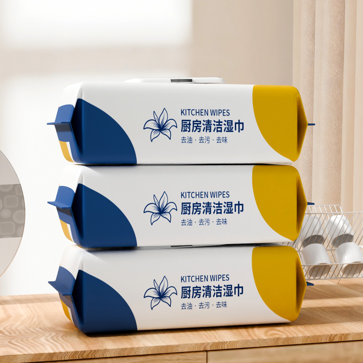 【单包】绿百荷厨房清洁湿巾80抽强力去污一次性家用厨房抹布,淘宝优惠券,粉丝福利购,淘宝优惠卷