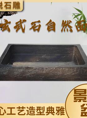 大理石景观盆天然石材假山盆景大型上水石室内花盆石头盆