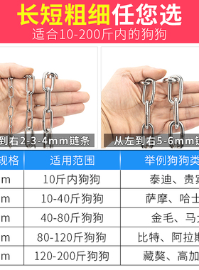 狗链子铁狗绳小狗链子狗项圈小中大型犬304不锈钢狗狗牵引绳金属
