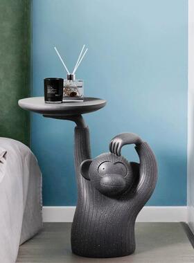 现代简约创意小户型客厅沙发边几猴子茶几托盘落地装饰摆件可移动