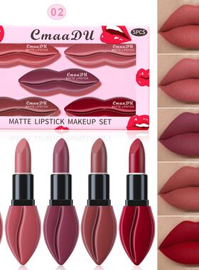 5Pcs Matte Velvet Lipstick Set 雾面丝绒唇彩 豆沙色不易沾杯