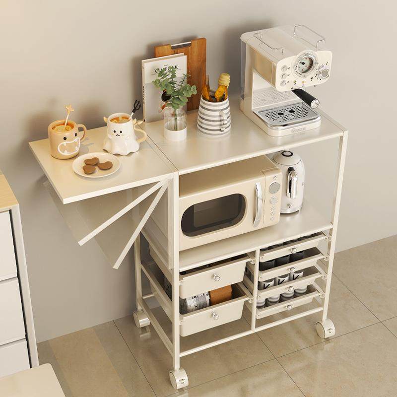 白色厨房置物架微波炉架子烤箱锅收纳架多层货架家用多功能储物柜,淘宝优惠券,粉丝福利购,淘宝优惠卷