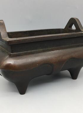 元宝耳四足铜鼎摆件包浆老道造型雅致古玩工艺品基地支持