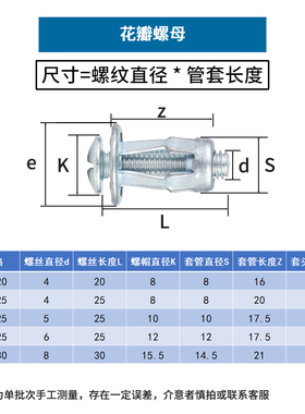 劲功花瓣螺母膨胀螺丝拉铆铆钉螺丝固定卡扣空心铁皮膨胀螺栓大全