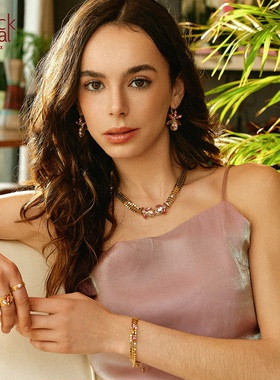 法国品牌Franck Herval璀璨系列项链女士时尚潮流粉色气质型配饰