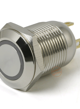 一佳电源启动金属按钮开关带灯按键 GQ12F-10E/J 1.8V 按通自复位