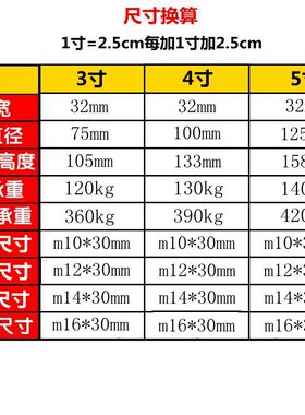 丝杆万向轮3寸车轱辘铸铁pu轮子4寸活动车轮5寸重型铁心转向脚轮