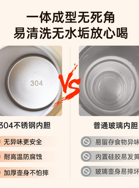 旅行烧水壶电热杯小型便携式加热不锈钢恒温杯养生壶泡茶保温杯
