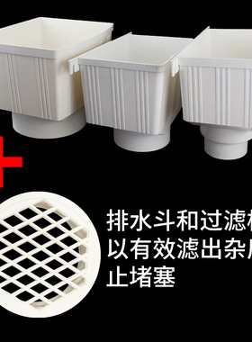 pvc雨水斗侧排落水口方行排水管件集接下水漏斗75 90 110 160 200