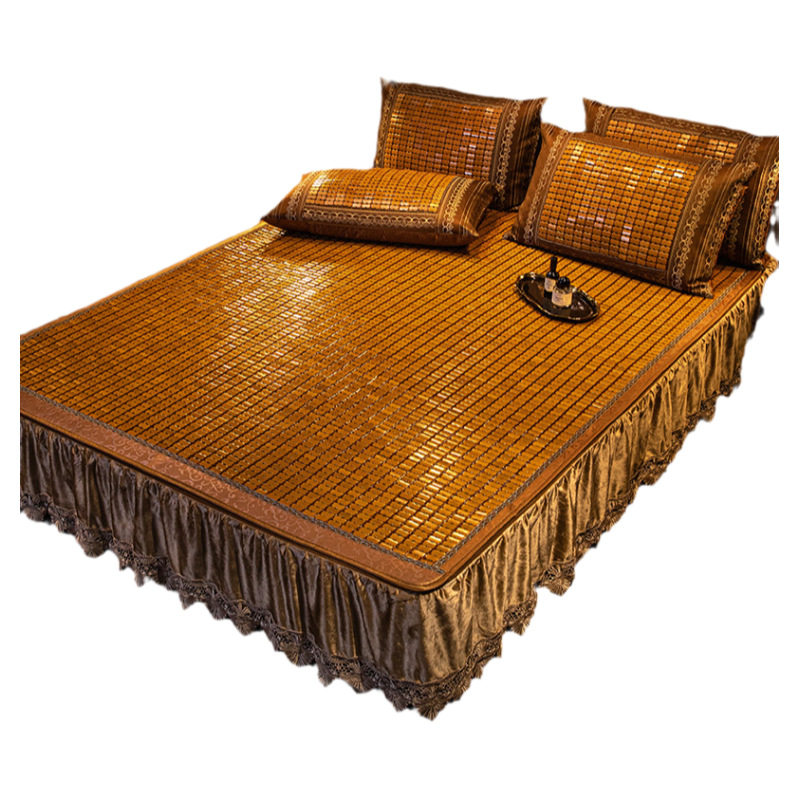 「次日达」夏天麻将席三件套2023新款冰丝席子床垫竹草席藤席床裙,淘宝优惠券,粉丝福利购,淘宝优惠卷