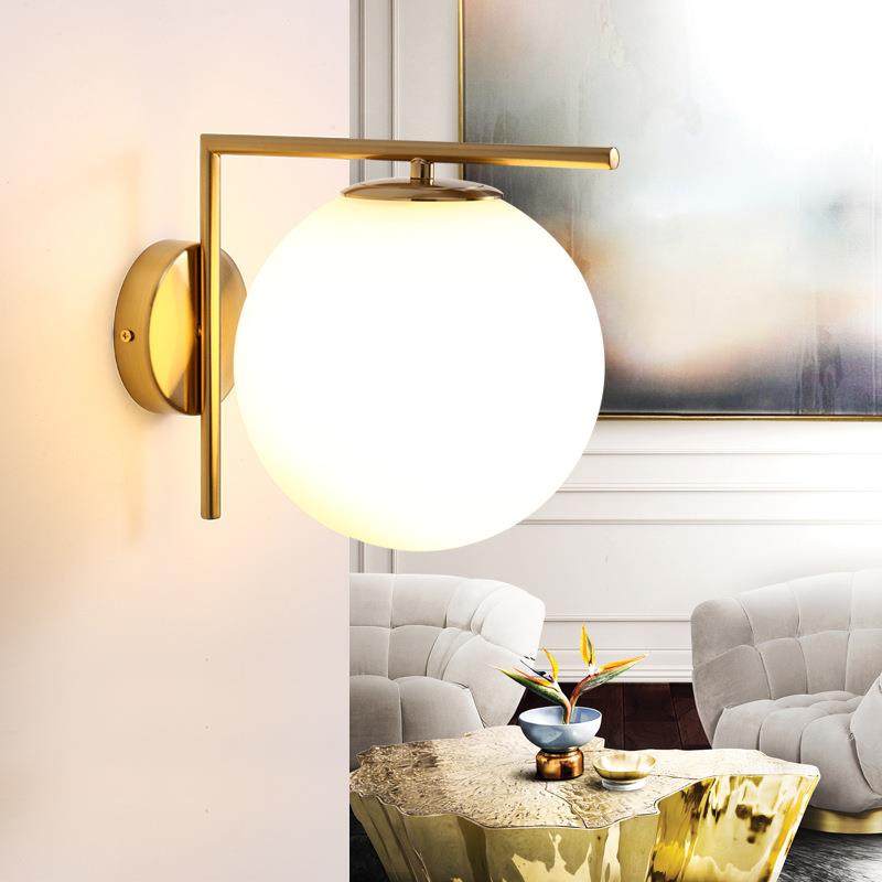 现代简约led壁灯北欧卧室床头墙灯玻璃灯罩不锈钢圆形壁灯,淘宝优惠券,粉丝福利购,淘宝优惠卷
