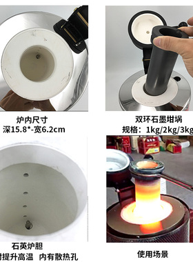 熔金炉小型熔银炉高温融化金银铜铝熔炼炉实验熔化小炉冶金炉