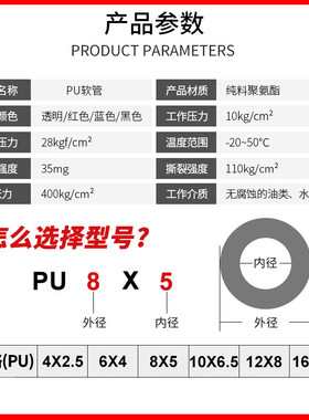 气管PU8*5空压机气泵弹簧管伸缩管8MM气动软管透明6*4 10*6.512*8
