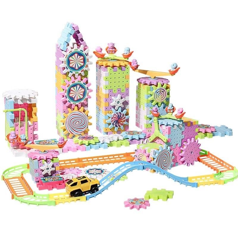 儿童拼装百变积木齿轮轨道车乐园早教益智男女孩-岁拼插玩具,淘宝优惠券,粉丝福利购,淘宝优惠卷