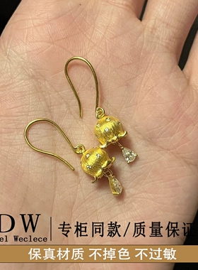 奥特莱斯18K金超仙中古vintage风格感蓝铃花耳坠女轻奢唯美耳饰品