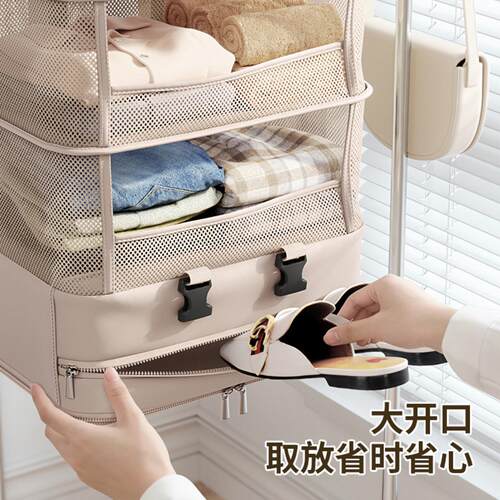 旅行分层收纳袋多功能可折叠衣服收纳包酒店放鞋子内衣裤收纳挂袋 - 图2
