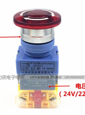 上海一佳 带灯急停按钮开关 YJ139-LAY37-11ZSD Y090带灯紧急开关
