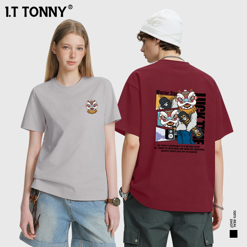 潮牌I.T TONNY官方春夏新款印花短袖T恤男女宽松休闲情侣款TH