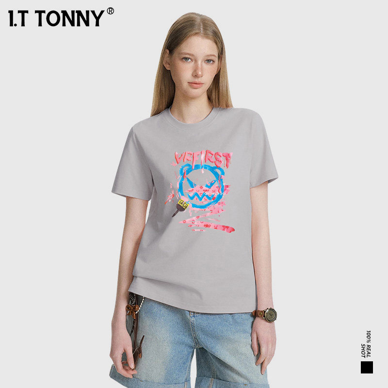 潮牌I.T TONNY官方旗舰店2026爆款印花T恤圆领情侣短袖上衣正品XL