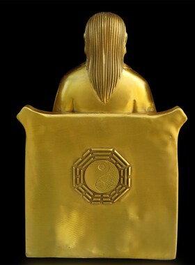 纯黄铜玄天上帝神像摆件玄武大帝真武坐像执剑举剑真武祖师爷铜像