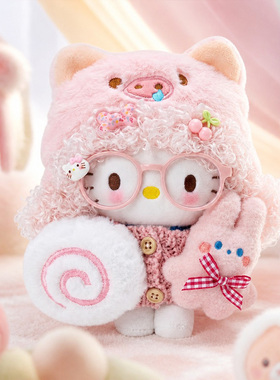 三丽鸥sanrioHelloKitty粉色毛绒玩具猪猪瑞士卷kt包包挂件玩偶