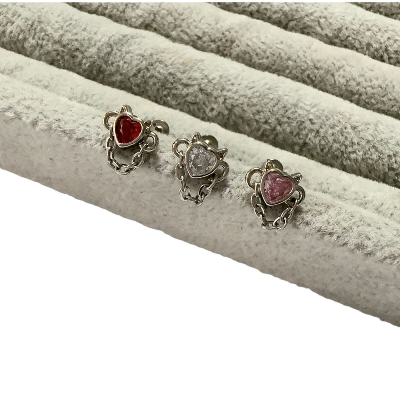 链条爱心唇钉三色耳骨钉不锈钢穿刺饰品辣妹小众,淘宝优惠券,粉丝福利购,淘宝优惠卷