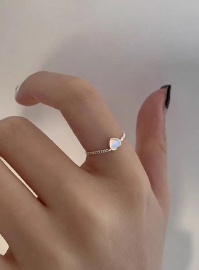 新款爱心可拉伸调节链条指环日韩